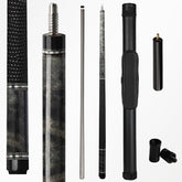 Carbon Fiber Pool Cue, 58" Pro Taper Low Deflection Professional Pool Cue, Premium Carbon Fiber Shaft, 12.5mm Tip,Paua Shell Rings, 3/8-8 Joint, Leather Warps, Pool Sticks