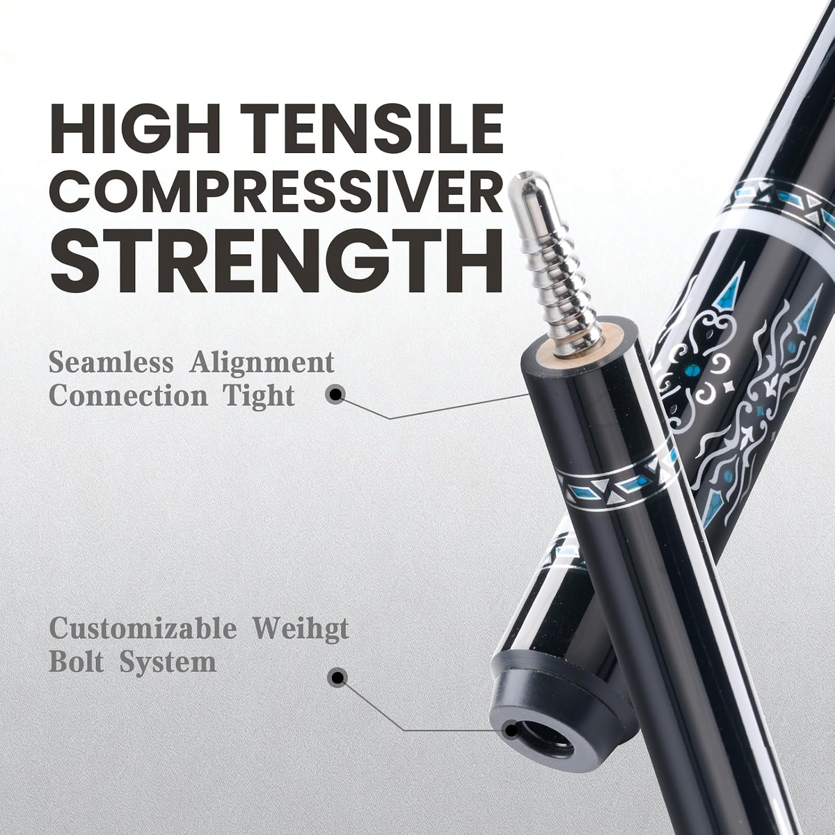 BlkCueShark - Carbon Fiber Pool Cue - U8