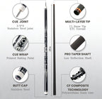 BlkCueShark - Carbon Fiber Pool Cue - JXGM (11.8mm)