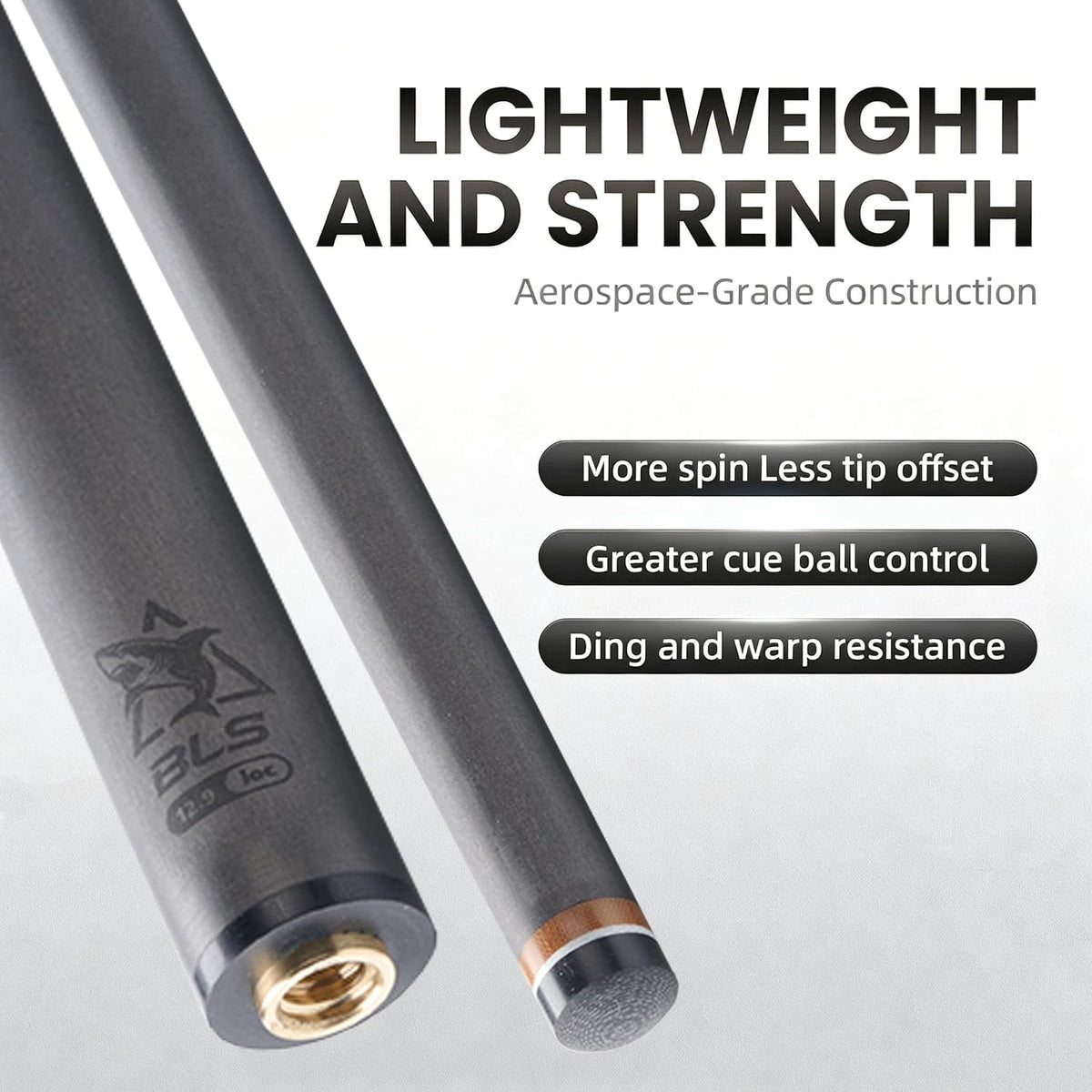 BlkCueShark - Carbon Fiber Jump-Break Cue - Vibrant Series