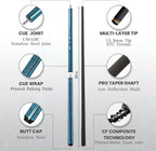 BlkCueShark - Carbon Fiber Jump-Break Cue - Vibrant Series