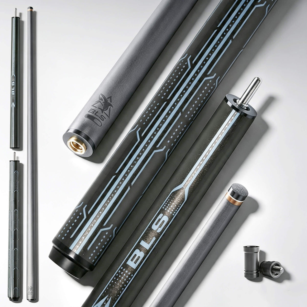 BlkCueShark - Carbon Fiber Jump-Break Cue - Vibrant Series
