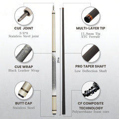 Carbon Fiber Pool Cue - Golden Cracks on Background