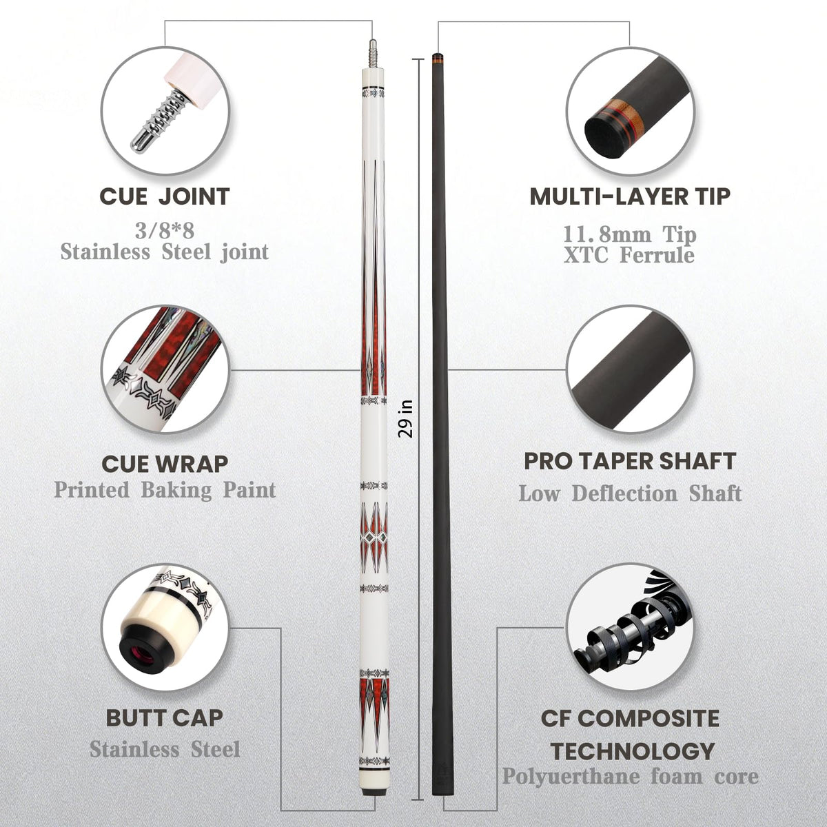 BlkCueShark - Carbon Fiber Pool Cue - U2