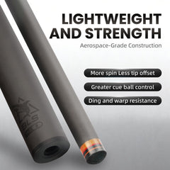 Carbon Fiber Pool Cue - Red Crack on White Ground
