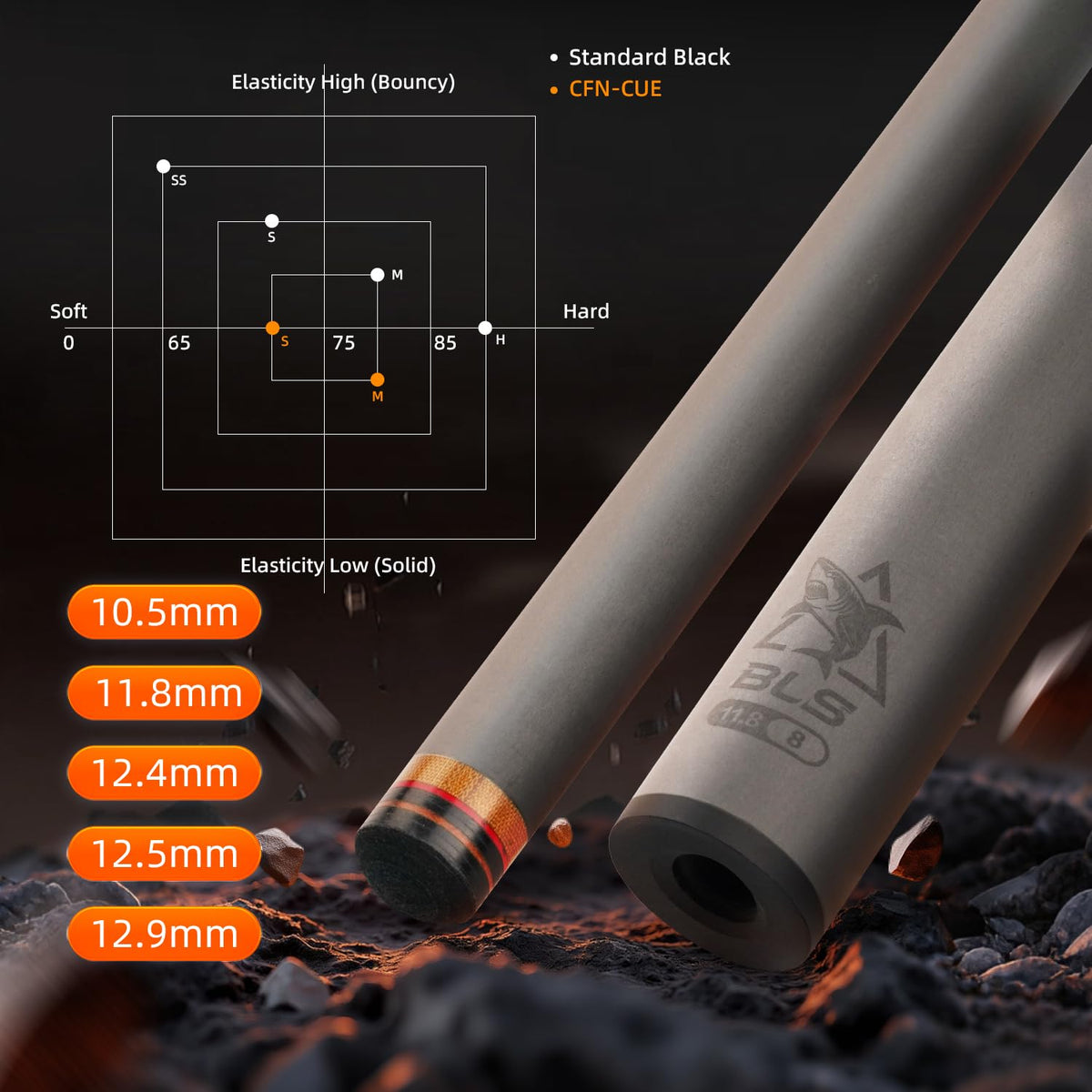 BlkCueShark - 29" Carbon Pool Cue Shaft (Single)